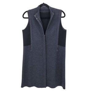 Edgy Zipper Front Merino Wool Sleeveless Knit Sweater Dress M Charcoal Grunge